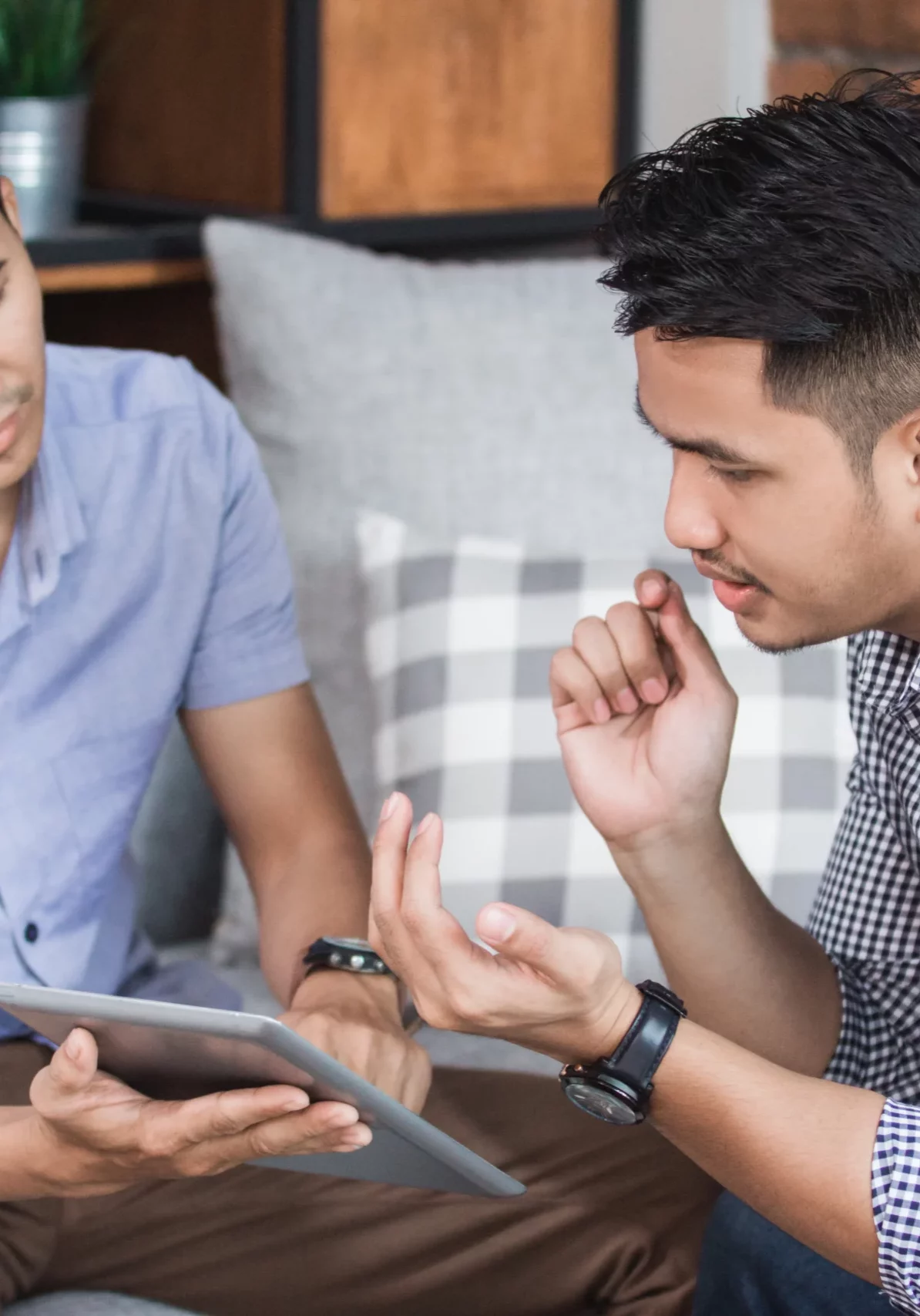 discussing-about-something-home-using-tablet discussing-about-something-home-using-tablet
