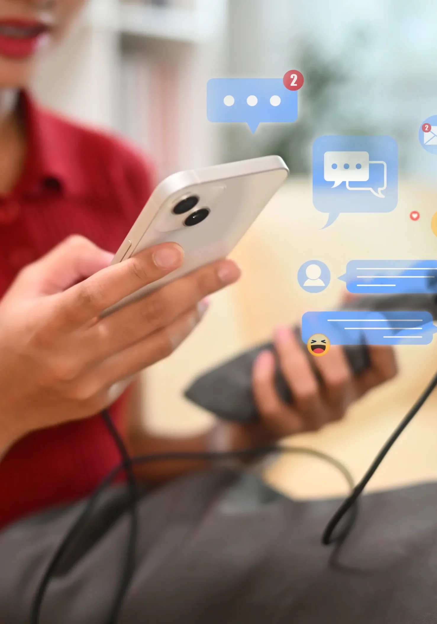 smiling-woman-using-smartphone-surrounded-by-digital-chat-icons-notification-bubbles smiling-woman-using-smartphone-surrounded-by-digital-chat-icons-notification-bubbles